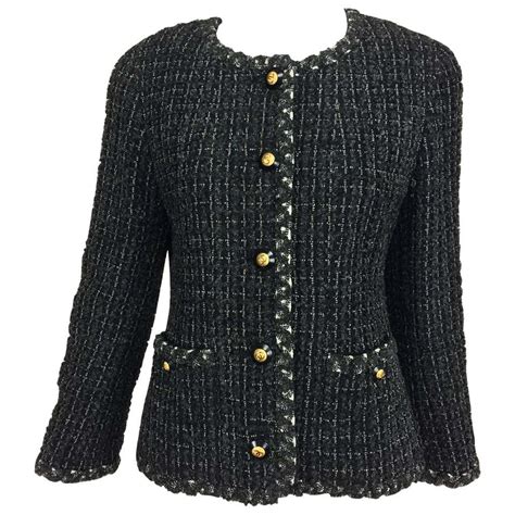 buy chanel tweed black jacket|classic Chanel tweed jacket.